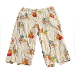 Tommy Bahama Women’s Size 4 Off White Bermuda Shorts All Over Print Cocktail